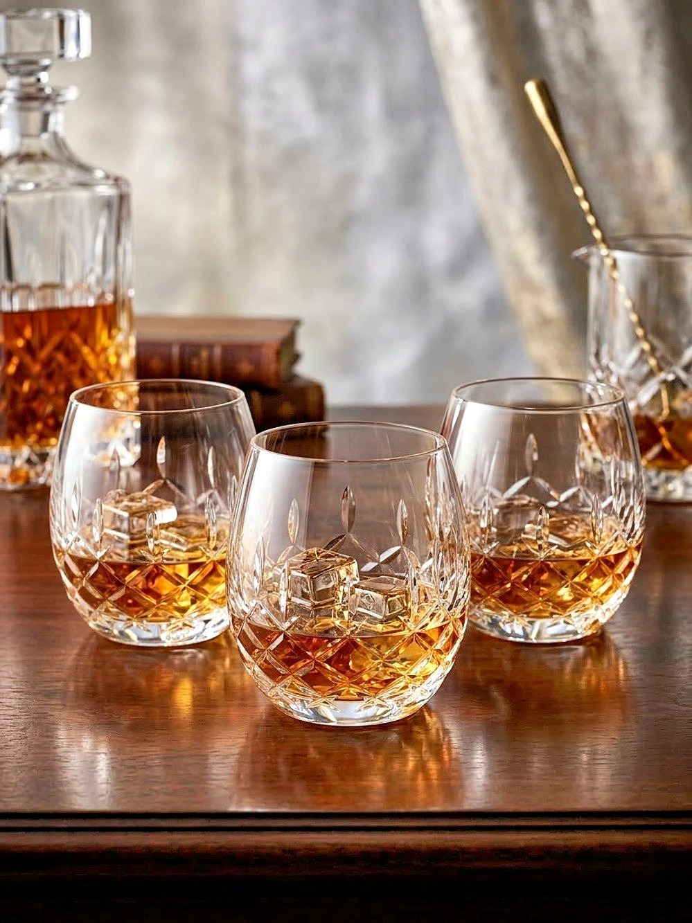 Cut Glass Whiskey Tumblers Set of 3